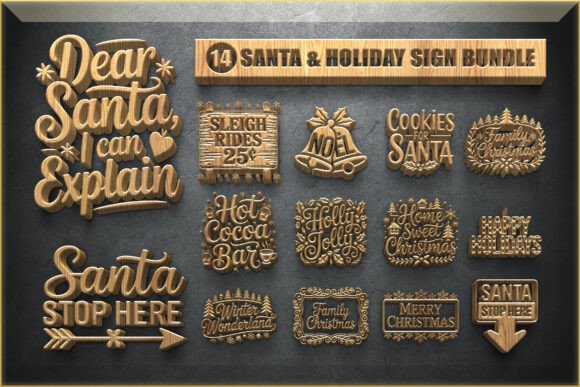 Download Santa &amp; Holiday Sign Laser Cut Bundle - Santa Collection
