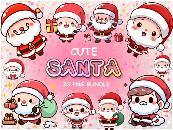 Download 20 Cute Santa PNG Bundle - Santa Clipart - Santa Collection