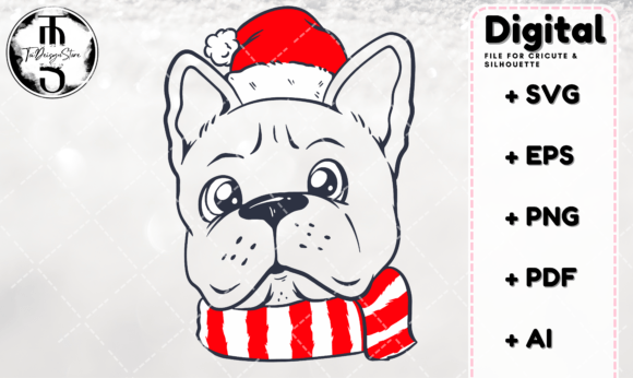 Download French Bulldog in a Santa Hat SVG - Santa hat Collection