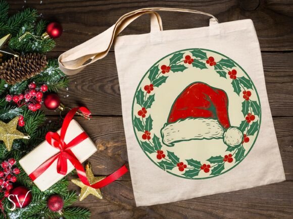Download Vintage Santa Hat Christmas Medallion - Santa hat Collection