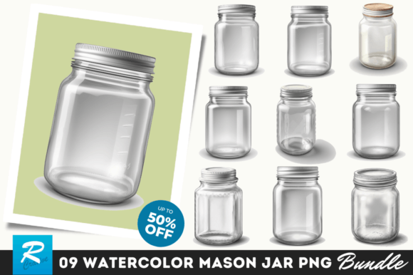 Download Watercolor Mason Jar Clipart Bundle - Jar Collection