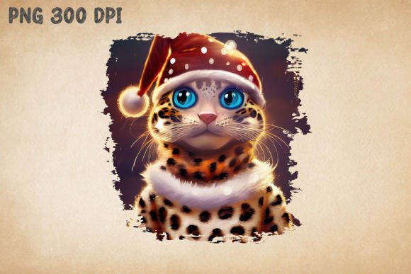 Download Cute Leopard with Santa Hat Christmas - Santa hat Collection