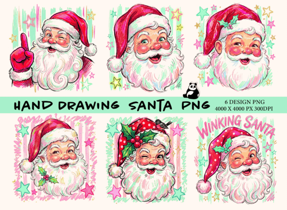 Download Hand Drawing Santa Png Christmas Bundle - Santa Collection