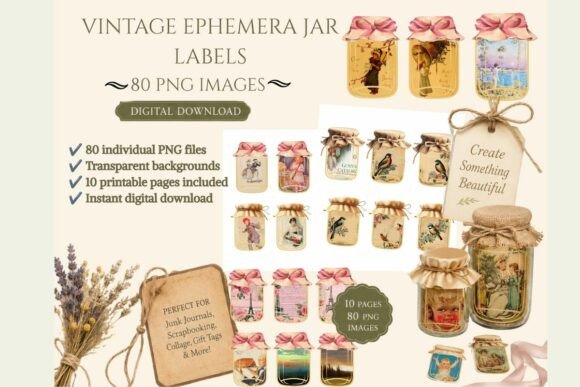 Download 80 Vintage Mason Jar Ephemera PNG Bundle - Jar Collection