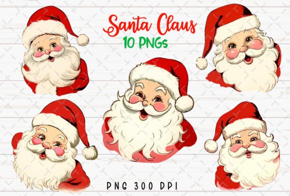 Download Santa Claus Face Retro Christmas PNG - Santa Collection