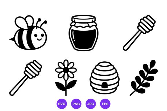 Download Cute Bee Honey Jar Beehive Vector Icons - Jar Collection