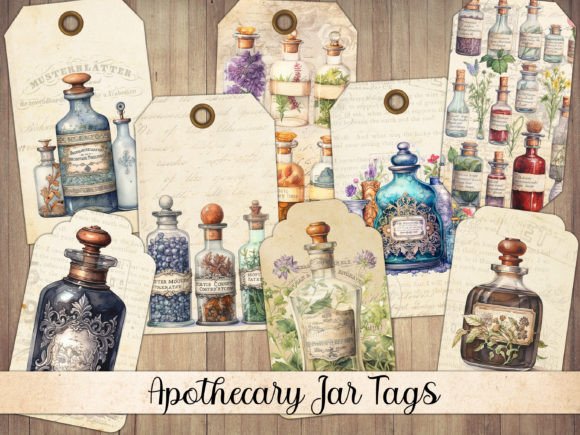 Download Vintage Apothecary Jar Tags - Jar Collection