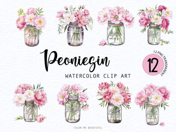 Download Peonies Jar Watercolor Bundles 1 - Jar Collection