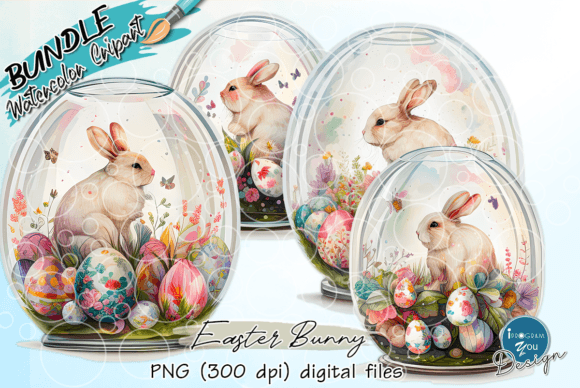 Download Easter Bunny and Flowers in Globe Jar - Jar Collection
