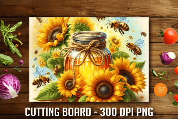 Download Cute Honey Jar Sunflower Cutting Board - Jar Collection