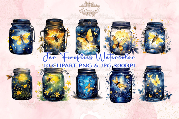 Download Jar Fireflies Watercolor Clipart - Jar Collection