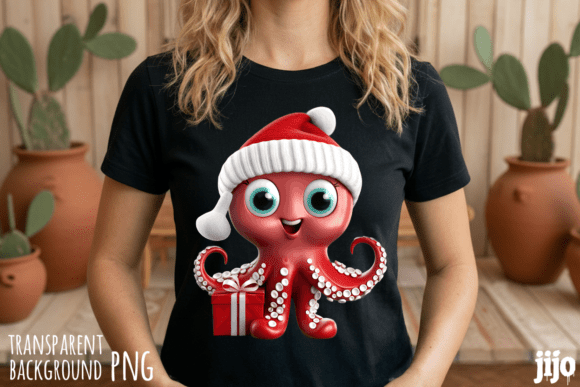 Download Santa Octopus Christmas Gift PNG - Santa Collection