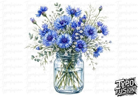 Download Cornflower Star Jar Watercolor PNG - Jar Collection