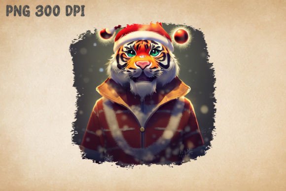 Download Cool Tiger with Santa Hat Christmas - Santa hat Collection