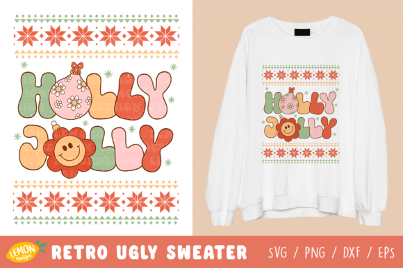 Download Retro Ugly Sweater Holly Jolly SVG - Premium Resources