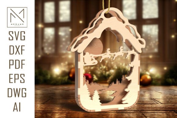Download Santa Sleigh Forest Ornament SVG - Santa Collection