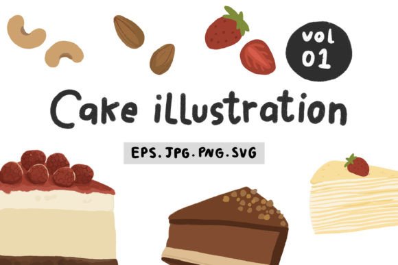 Download Cute Cake Illustration Set Vol 01 - Cake illustration Collection
